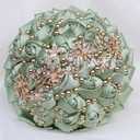 Bridal Wedding Bouquet Round Holding Bouquet Throw Toss Artificial Rose Flower Bunch for Bride Bridesmaid Wedding Quinceanera(Sage Green, 9.4")