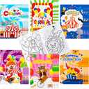 JAPBOR 24pcs Carnival Coloring Books for Kids, Circus Carnivals Party Favors Color Pages Drawing Booklet Supplies, Showman Themed DIY Art Doodle Colouring Book Bulk Painting Games Goodie Bag Fillers