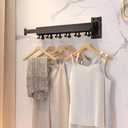 HEILAIYI Clothes Drying Rack for Laundry, Wall Mounted Clothes Hanger Rack, Folding, Retractable, Collapsible (J-Shape Hooks)