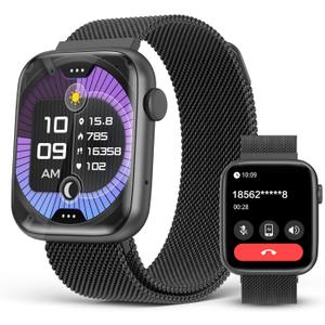 2025 Smart watches for Women with Blood Pressure Monitor, 1.9" AMOLED DA GPT AI Voice Smartwatch, 24/7 Heart Rate Stress Sleep Monitor,123 Sports Modes, IP68 Waterproof Fitness Tracker for Android iOS Black