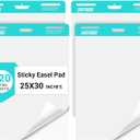 Sticky Easel Pad, 25 * 30 inch,Self-Stick Flip Chart Paper, Super Adhesive & Bleed-Resistant,Micro-Perforated Tear,Classroom Teacher Office Presentation Pads,4 Pads/Pack,120 Sheets