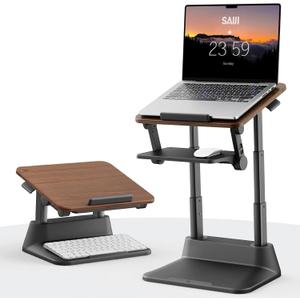 SAIJI Laptop Stand for Desk, Stable Standing Laptop Riser with Foldable Mouse Pad, Standing Computer Stand with 4 Adjustable Height Up to 20.47", Tall Stand Fit All Laptops Under 17.3"