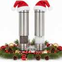 Electric Salt & Pepper Grinder Set  Battery Operated Stainless-Steel Mills & Shakers with Light, Adjustable Ceramic Grinders & Acrylic Rest Tray