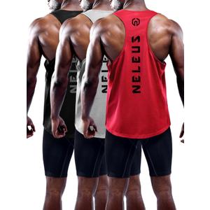 NELEUS Men's 3 Pack Dry Fit Y-Back Muscle Tank Workout Gym Shirt (X-Large)