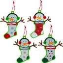 4E's Novelty Foam Christmas Snowman Stocking Ornament Craft (12 Pack) Christmas Crafts for Kids Toddlers 4-8, 8-12 Foam DIY Craft Kit Bulk