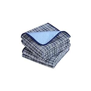 OUTCREATOR® Washable Bed Pads 34" x 76" (Pack of 2) for Incontinence Mattress Protector, Reusable Underpads for Elderly, Adults, Kids, Pets with AntiSlip Bottom (Light Blue Plaid)