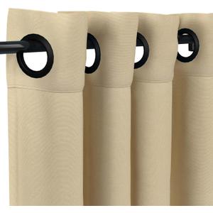Sunbrella Canvas Antique Beige Outdoor Curtain with Dark Gunmetal Grommets 50 in. Wide x 96 in. Long