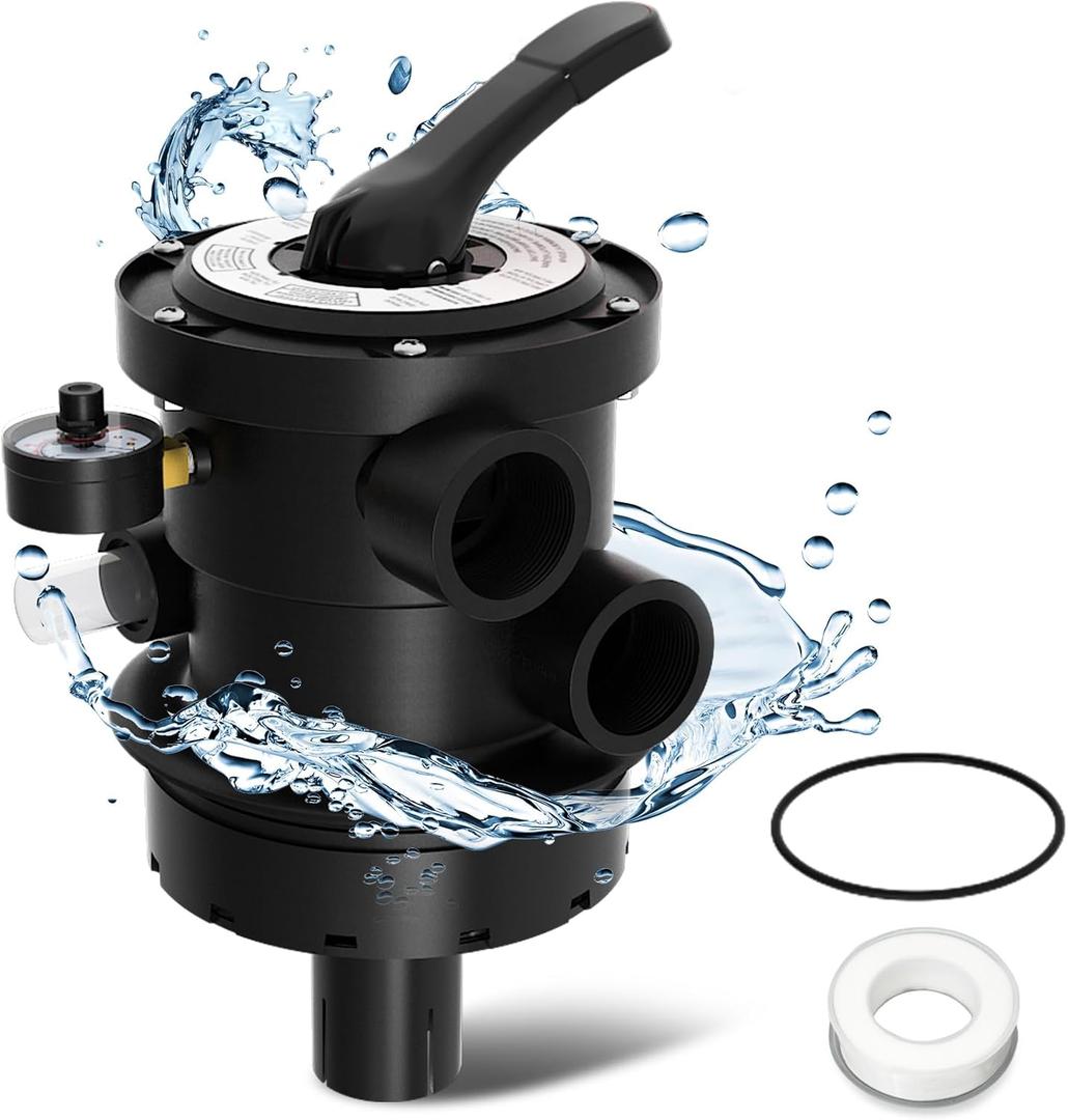 SP0714T Top-Mount Multiport Valve Compatible with Hayward Above-Ground Pro- or VL Series Sand Filter,1-1/2-Inch 7-Positions Control Valve