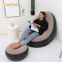 Inflatable Lounge Chair : Lazy Flocking Recliner, Air Couch Sofa for Indoor, Outdoor, Travel & Camping (No Pump)