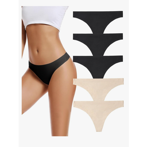 voenxe Seamless Women Underwear Thongs,No Show Ladies Thong,No Line Workout Breathable Comfortable Panties,Soft Undies, 5-Pack, Smal