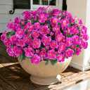 Lvydale Artificial Faux Outdoor Flowers Plants for Outside Spring Decoration, Fake Silk Fuchsia Camellia UV Resistant Realistic for Planter Porch Patio Balcony Garden Home, 3 Large Bundles