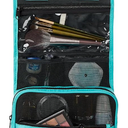 Turquoise Hanging Toiletry Bag for Women & Men Travel Cosmetic Bag with Hook Family Makeup Organizer, Size 8.5x7.5