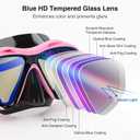 Snorkeling Gear for Adults, Snorkel Mask With Mirrored Tempered Glass Lens 180 Wide View Anti-Fog Scuba Diving Mask, Professional Snorkel Set for Swimming Diving, Gifts for Women Mom Men Dad