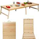 Foldable Boho Wooden Picnic Table, No Assembly Required Portable Outdoor Indoor Low Picnic Table for Floor Seating, Beach, Camping, BBQ, Backyard, 80" x 30", Seats 8–10 People