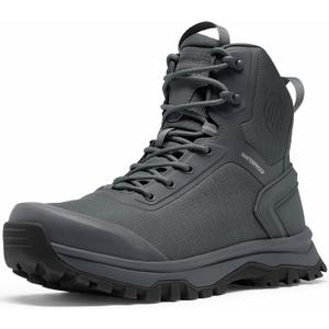 Tactical Boots for Men Lightweight Military Combat Boot Side Zipper Motorcycle Hiking Work Boots Waterproof 8 Inches (11, Dark Grey)