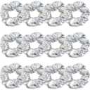 12 Pcs PU Leather Cheer Hair Scrunchies Gold Scrunchy School Performance Ponytail Holder Hair Accessories for Cheerleading Teen Girls College Sports (Silver) (Silver)