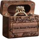 Ring Box, Wooden Ring Box for Wedding Ceremony Ring Bearer Box, Engagement Ring Holder Gift for Anniversaries day, Birthday Gift (How About Forever?)