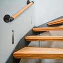 SELEWARE 26 Inch Wood Handrail Stair Handrail Drywall or Concrete Mount Handrail w/Sturdy Metal Base, Barrier-Free Staircase Grab Bar for Elderly, 1.3 Inch Round