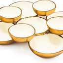 Cluster of 9 Serving Bowls, One-Piece Set, Gold White Brass Multi-Bowl Display Tray for Snacks Nuts Chips Appetizers, Modern Home Entertaining Centerpiece Dining Parties Housewarming Wedding Gifts 11"