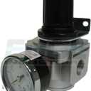 Heavy Duty in-LINE Compressed AIR Pressure Regulator for AIR Compressor, 7 to 215 PSI Adjustable, HIGH Flow Rate, Wall Bracket and Gauge Included (1/2" NPT, 130 CFM)