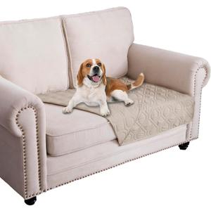 Ameritex Waterproof Blanket Reversible Dog Bed Cover Pet Blanket for Furniture Bed Couch Sofa (30x53 Inch (Pack of 1), Beige)