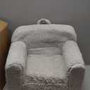 Kids Snuggly-Soft Sherpa Chair, Cuddly Toddler Foam Chair for Boys and Girls, Light Grey