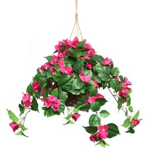 25" Hanging Geranium Basket Fuschia  Lush Artificial Flower Basket for Home & Outdoor Dcor