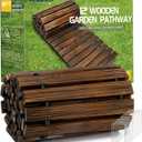 RELIANCER 12' Wooden Garden Pathway,22" Wide Outdoor Roll Out Patio Walkway