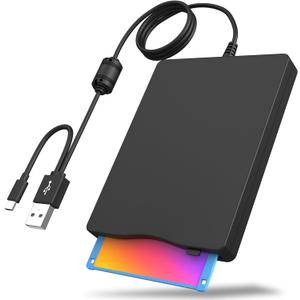 Floppy Disk Reader, 3.5 inch External Floppy Disk Drive with USB Type-C, Portable FDD Floppy Disk Drive for Laptop PC Windows 11/10/8/7/2000/XP