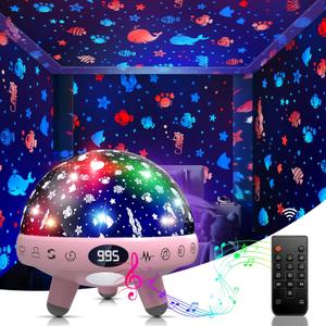 Night Light Projector for Kids' Bedroom, Built-in 29 Soothing Sounds for Baby Sleeping, Ages 1-12 (Pink)
