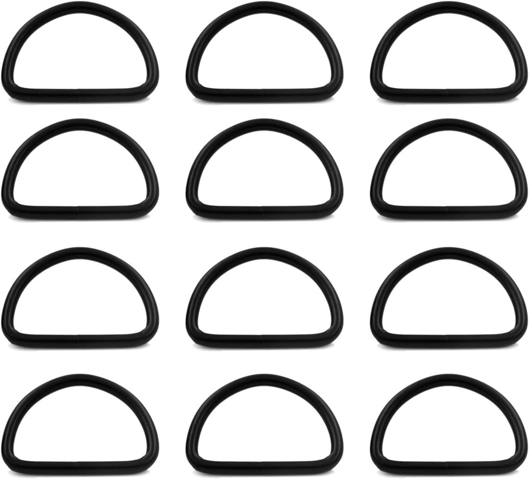 BWESOO Pack of 12 Black Metal D Rings Buckle D-Rings 1.5 Inches Inside Diameter for Strap Arts, Crafts and Sewing