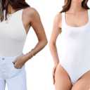 REORIA Womens Sexy High Neck And Square Neck Sleeveless Bodysuits M