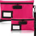Leifide 2 Pack Money Bag with Lock and Zipper 11.8 x 7.9 Inch and 9 x 5.1 Inch Cash Pouch Lock Bag with Combination Storage Pouch for Bank Deposits Credit Cards Notary Supplies(Rose Red, Black)