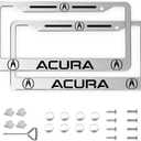 2 Pack Aluminum Alloy License Plate Cover Front Metal for Acura License Plate Frames with Chrome Screw Caps & 2 Holes (CAR06)