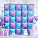 Blue and Purple Square Foil Balloon Wall,19 Inches Double Sided Chrome Square Balloons Tunnel Arch Kit for Baby Shower,Princess Wedding,Birthday Party Decoration