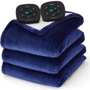 Bedsure Electric Blanket King Size - Dual Control Heated Blanket King Size, Fast Heating with 10 Time Settings & 10 Heat Settings, Warm Gift for Grandma (100x90 inches, Pageant Blue)