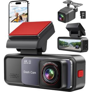 4K+2K Dash Cam Front and Rear, Free 64GB Card Included, 5.8GHz WiFi Dash Camera for Cars, Built-in G-Sensor, 3.2 IPS Screen, 170Wide Angle, Night Vision, 24 Parking Mode, Black