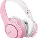 LORELEI X8 Over-Ear Wired Headphones with Microphone with 1.45m-Tangle-Free Nylon Line&3.5mm Plug,Lightweight Foldable & Portable Headphones for Smartphone,Tablet,Computer,Mp3/4Pearl Pink