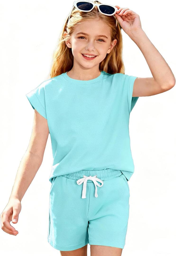 Girls 2 Piece Summer Outfits Lounge Shorts Sets for Girls 5-14 Y