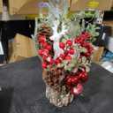 Xmas Decor Small Christmas Tree with Lights - Artificial Tabletop Lighted Mini Christmas Tree with Christmas Ornaments Gnomes Indoor for Office Desk Home Decorations (Stump-red)