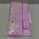 Wireless Keyboard and Mouse Combo with Detachable Magnetic Wrist Rest, Retro Typewriter-Style Keyboard, Round Keycap, Adjustable Legs, 3-Level DPI Mouse, 2.4GHz for Windows PC/Laptop (Lavender Purple)