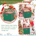 Christmas Ornament Storage Box with Dividers 4 Removable Trays Christmas Storage Container Store Up to 64 Holiday Ornaments 3 Inch Christmas Ball Storage Container Bins for Xmas Decorations (Green)