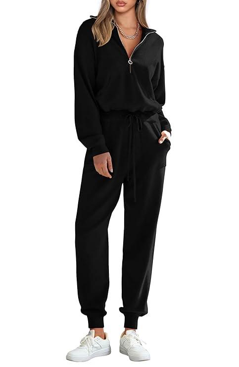 PRETTYGARDEN Women's 2 Piece Sweater Set Pullover Zip Up Sweatshirt Jogger Sweatpants Tracksuit Casual Outfit XS