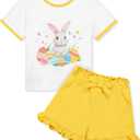 Resinta Toddler Baby Girl Summer Outfit Cotton T Shirt and Shorts Set Cute Casual Top Tee Shorts Pant Girls Clothes Set