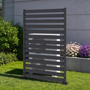Air Conditioner Fence 1 Panel, 60" H x 38" W HDPE Privacy Fence Panel, Outdoor Privacy Fence Screen with Metal Stakes, Pool Equipment Enclosure & Trash Can Enclosure (Slanted 38" W x 60" H (1 Panel)