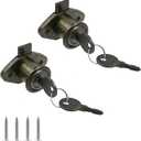 Cabinet Locks with Keys Antique Bronze Desk Drawer Lock for File RV Storage Locks Replacement, 2 Packs