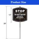 Stop Do Not Enter Private Driveway Sign with Stake, Aluminum Metal Private Driveway 28" Total Length, Heavy Duty Weather Resistance Sign