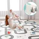 FLAGAV 79x59inch Play Mat for Baby - Extra Large, Non-Toxic, Waterproof Playmat for Indoor and Outdoor Use (Off-white and gray)