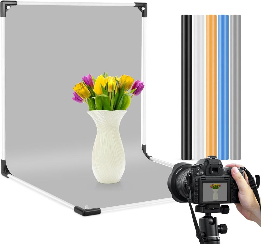 Small Backdrop Stand 1.3x2.6ft, Flat Lay Seamless Paper Props, Detachable Crossbar, Portable Background Stand Support for Photography, Table Backdrop Holder for Makeup Food Small Product Photography