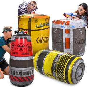 Kidzlane Inflatable Bunkers Set - Barrels for Laser Tags, Blast Guns & Paintball - Inflatable Paintball Battle and Outdoor War Zone Bunker Toys - Easy Set Up Army Toy- Suitable for Teenagers/Kids